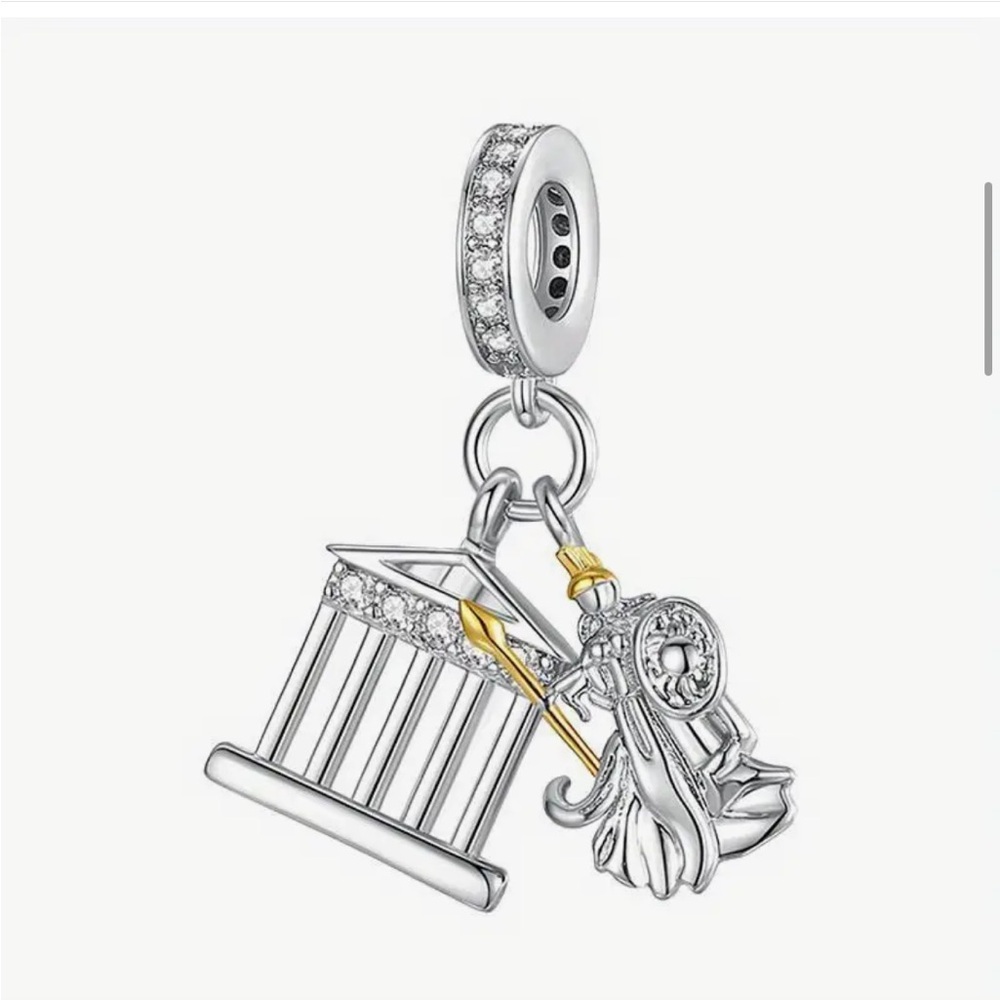 925 Greek Goddess Bracelet Charm-Fits Most Charm Bracelets, Sterling Silver